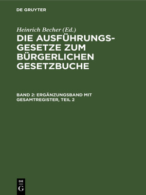 cover image of Ergänzungsband mit Gesamtregister, Teil 2